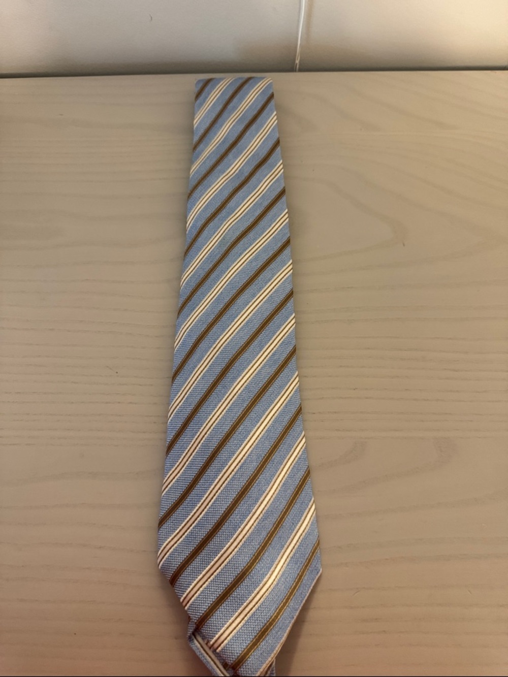Light Blue and Brown Striped Men's Tie — Modern Diagonal Pattern